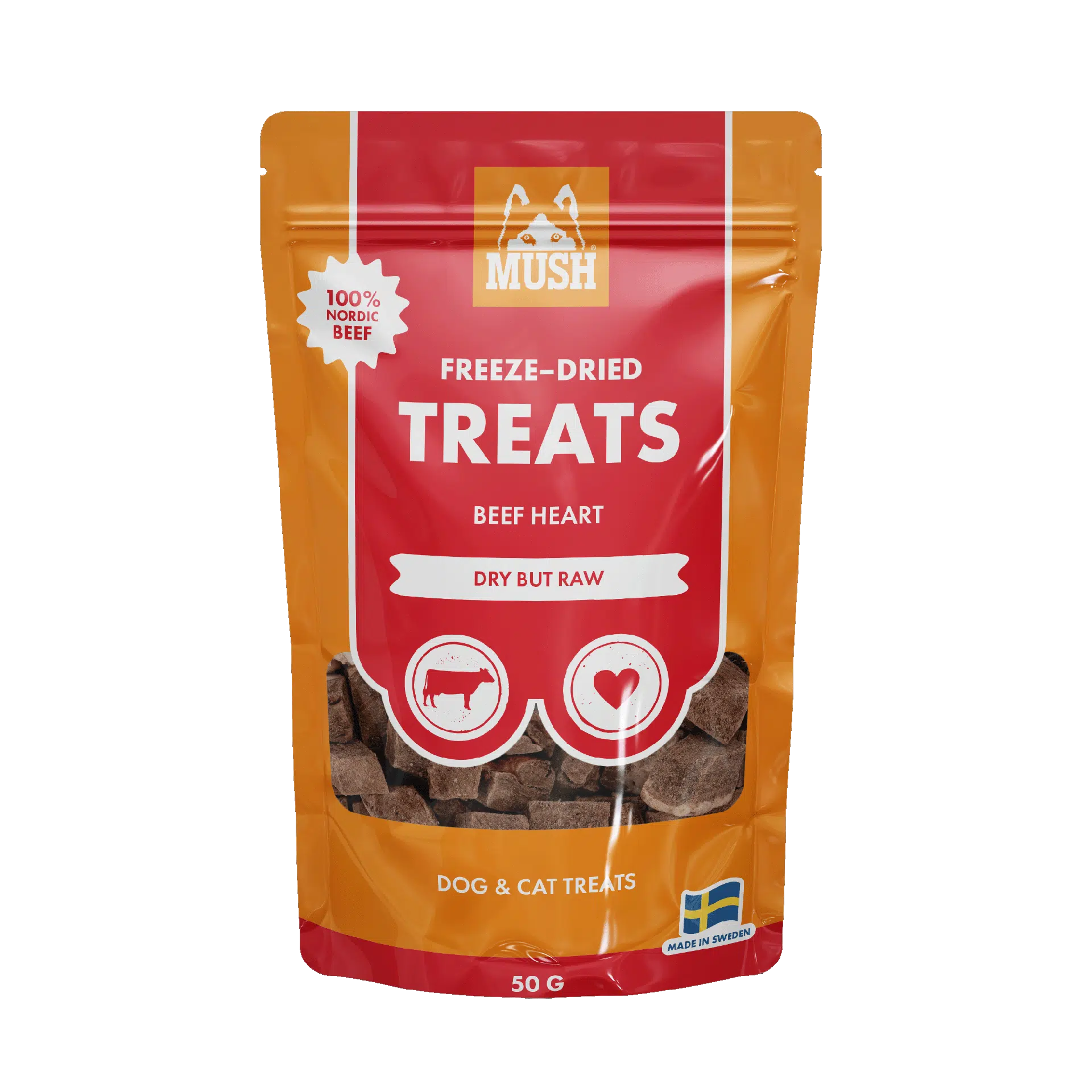 MUSH Treats Naudansydän pakastekuivattu 50g